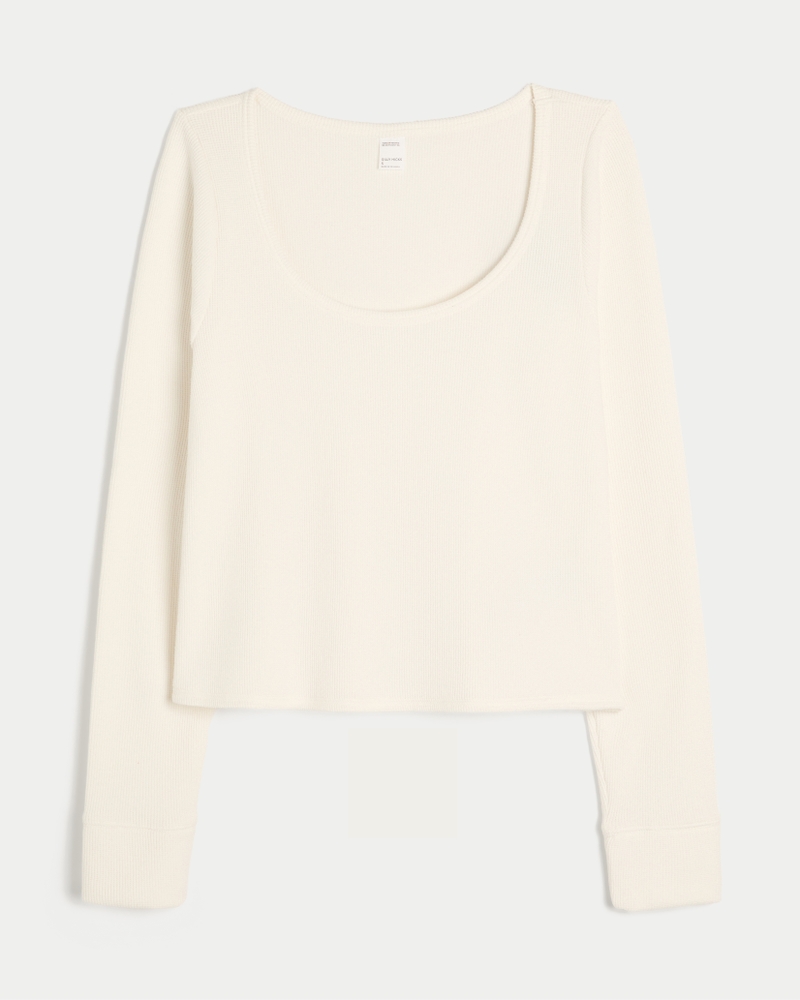 Gilly Hicks Cozy Waffle Long-Sleeve Scoop Top