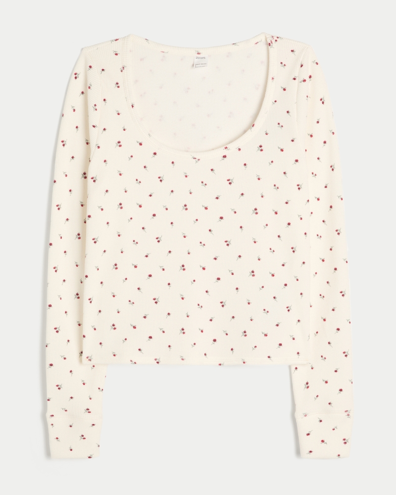 Gilly Hicks Cozy Waffle Long-Sleeve Scoop Top