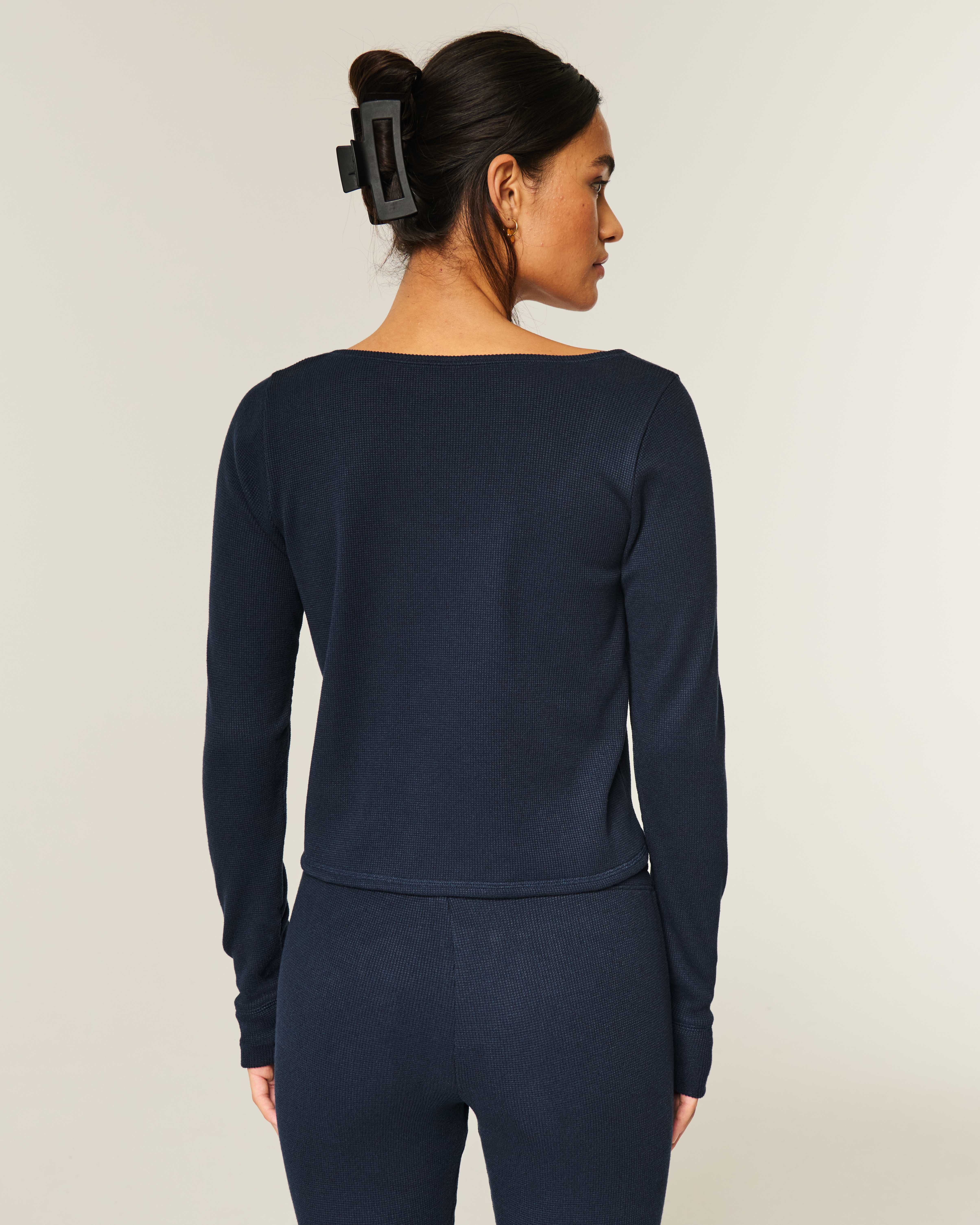 Gilly Hicks Cozy Waffle Long Sleeve Scoop Top