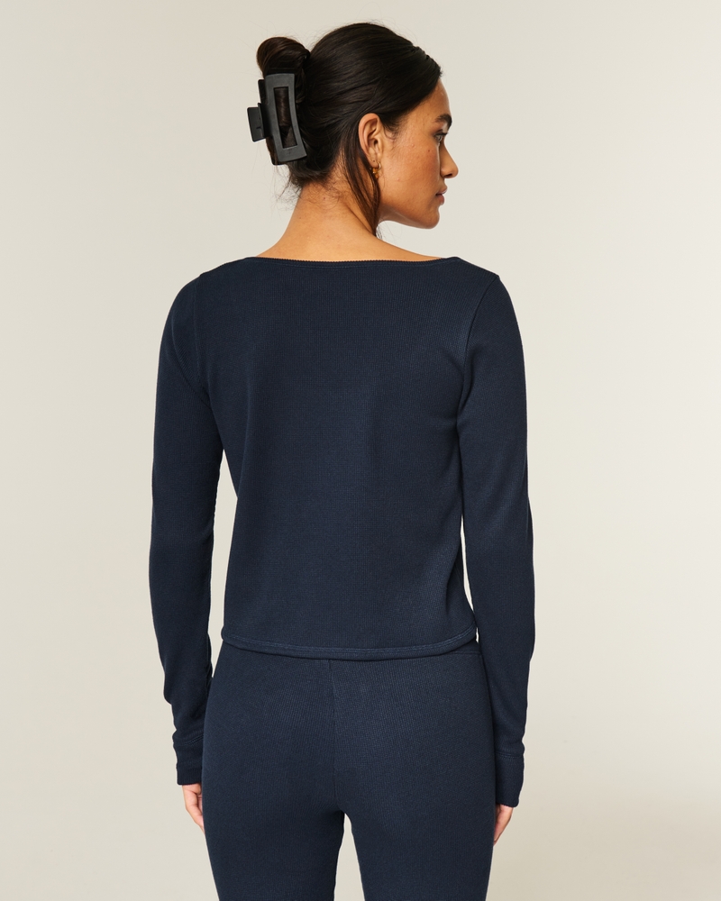 Gilly Hicks Cozy Waffle Long Sleeve Scoop Top