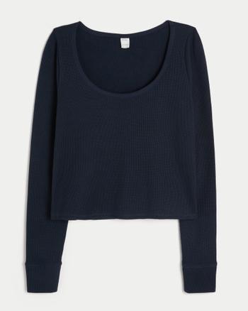 Hollister Gilly Hicks Cozy Waffle Long Sleeve Scoop Top