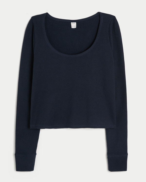 Gilly Hicks Cozy Waffle Long Sleeve Scoop Top