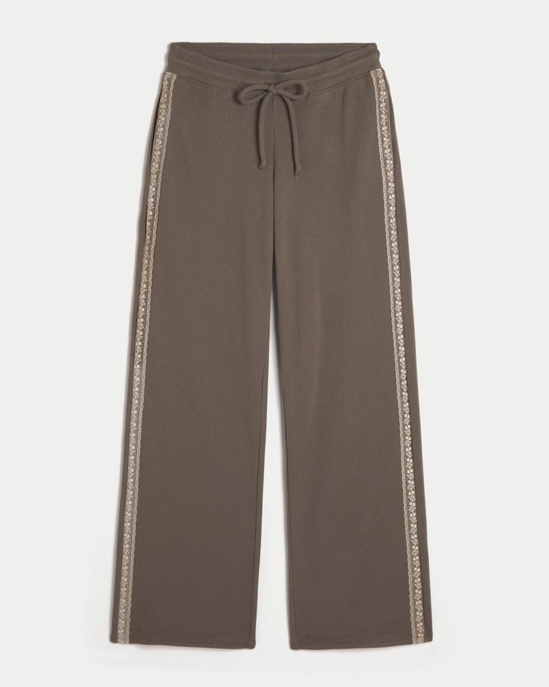 Gilly Hicks Waffle Lace Low-Rise Straight Pants