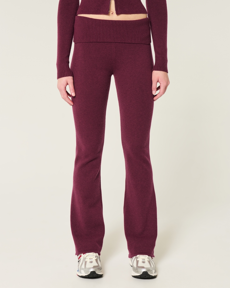 Gilly Hicks Cozy Sweater-Knit Foldover Waist Boot Pants