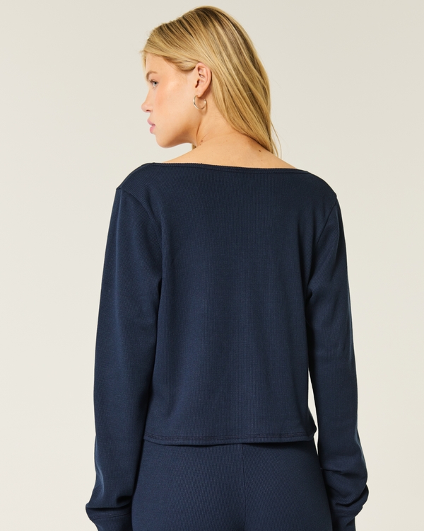 Gilly Hicks Waffle Scoop Top, Navy view 2