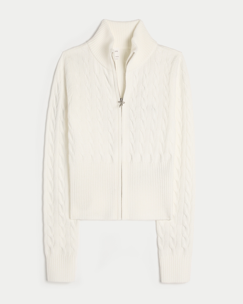 Gilly Hicks Cable-Knit Zip-Up Sweater