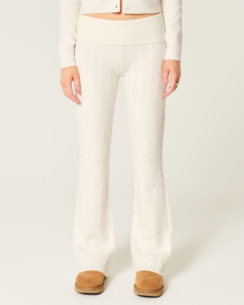 Gilly Hicks Cable-Knit Foldover Boot Pants