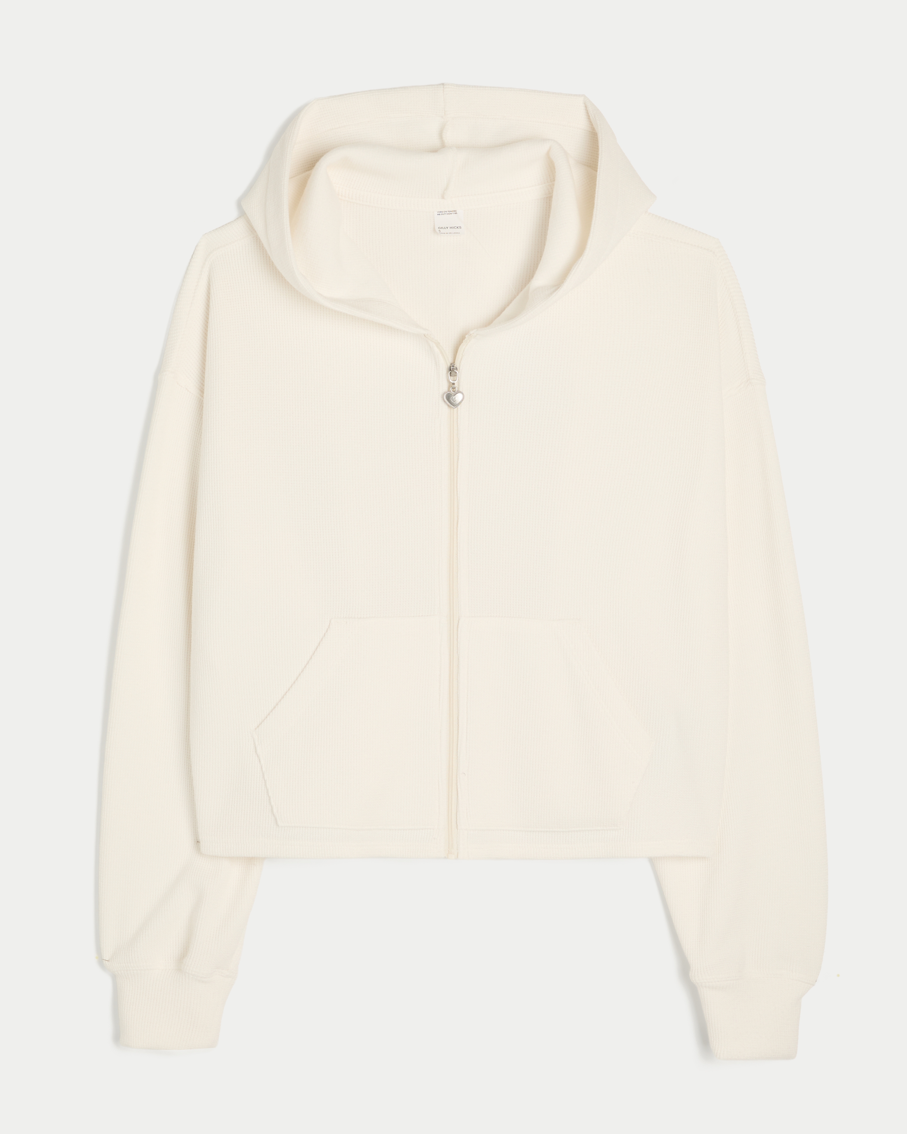 Relaxed Waffle Zip-Up Hoodie
