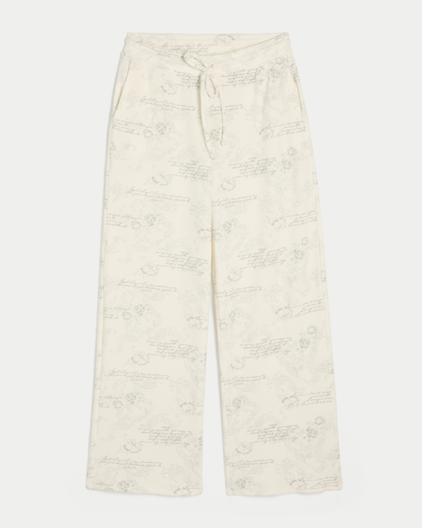 Gilly Hicks Waffle Straight Pants, Cloud White Print view 1