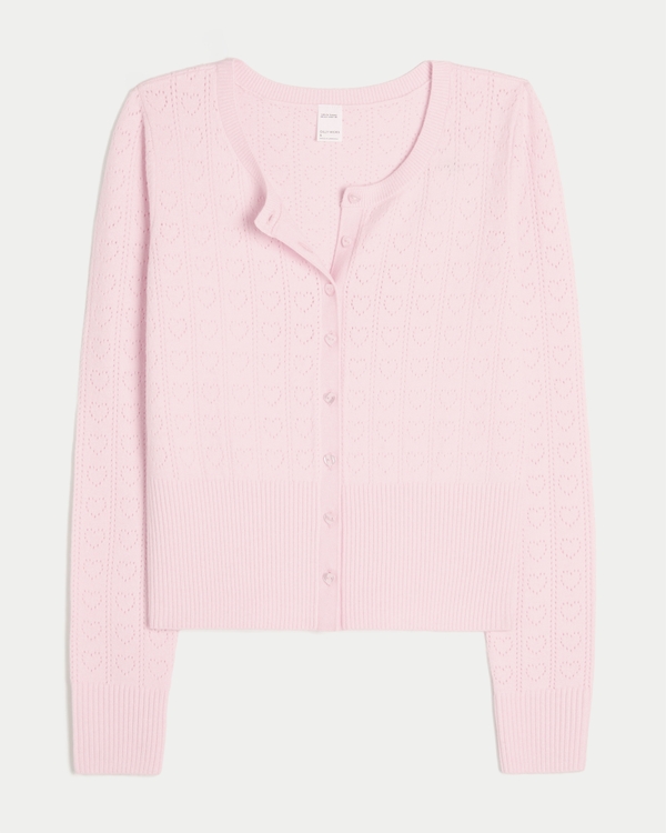 Gilly Hicks Heart Pointelle Cardigan, Light Pink view 1