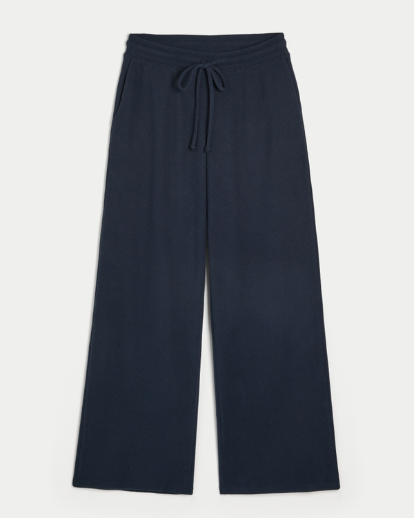 Waffle Straight Pants, Navy view 1