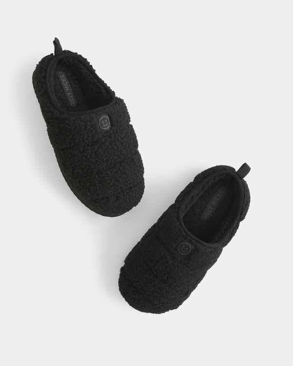 Gilly Hicks Quilted Sherpa Slides, Black