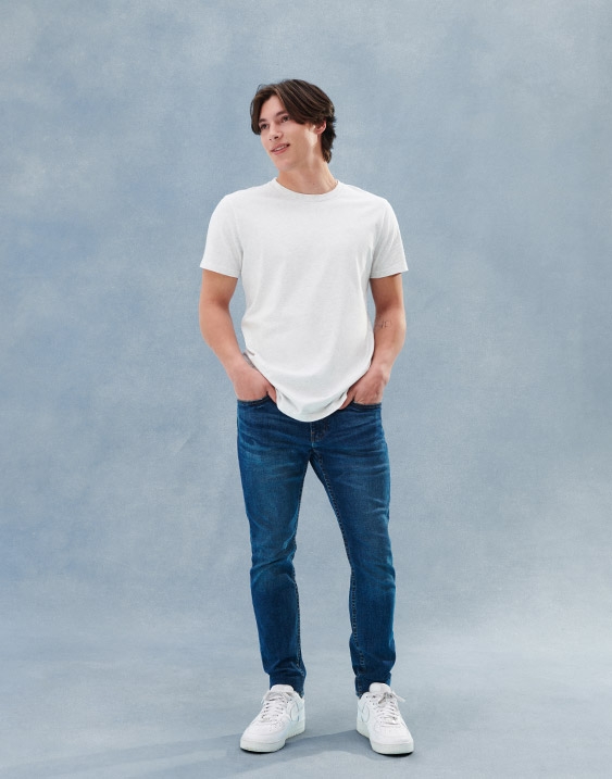 Classic Men's Thin Jeans Advanced Stretch Loose Straight Denim